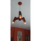 Lustre Aranha Em Madeira Rústica