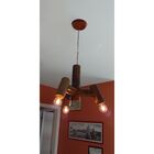 Lustre Aranha Em Madeira Rústica