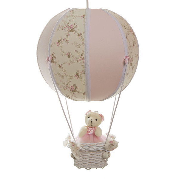 Lustre Balão Bolinha Ursa Rosa Quarto Bebê Infantil