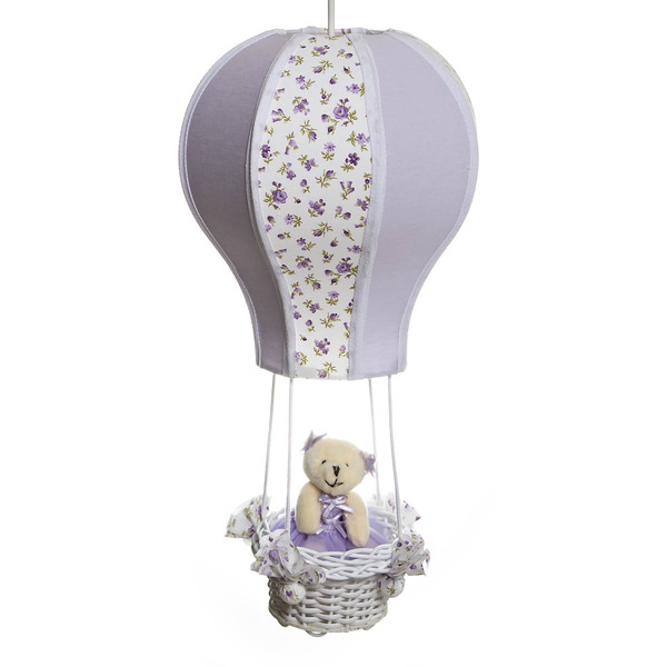 Lustre Balão Cintura Ursa Lilás Quarto Bebê Infantil