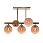Lustre Bola Com 5 Globos Bronze Vidro Ambar