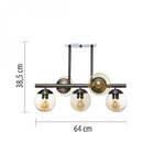 Lustre Bola Com 5 Globos Grafite Vidro Ambar