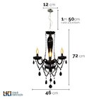 Lustre Candelabro 3 Lâmpadas Led Baronesa 3xe14 Clássico Cham
