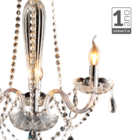 Lustre Candelabro 3 lâmpadas Led Baronesa 3xe14 Clássico Tran