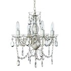 Lustre Candelabro 4 Braços Branco Pendente Cristal Acrílico L