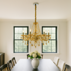 Lustre Candelabro Iluminação Cristal Luxo com 12 Braços Âmbar