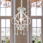 Lustre Candelabro Pendente Cristal Acrílico Branco Lm1916