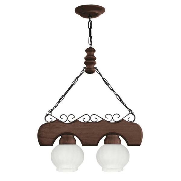 Lustre Canga 402e Luminária Rústica 2 Lâmpadas Luminárias