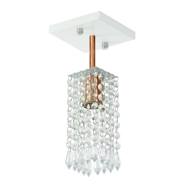 Lustre Clearcrillic Cristal Acrílico Quadrado Branco/cobre