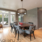 Lustre Coliseu Pendente Madeira Redondo 50cm Imbuia Cristal