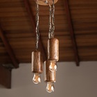 Lustre Colonial 3 Lâmpadas Em Madeira