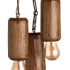 Lustre Colonial 3 Lâmpadas Em Madeira