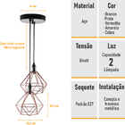 Lustre Com 2 Pendentes Aramado Diamante  - Cobre