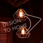 Lustre Com 2 Pendentes Aramado Diamante  - Cobre