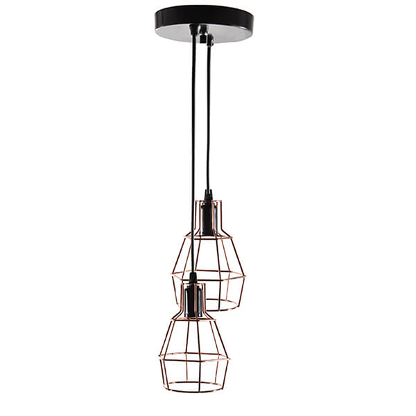Lustre Com 2 Pendentes Aramados Nu - Cobre