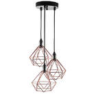 Lustre Com 3 Pendentes Aramado Diamante  - Cobre