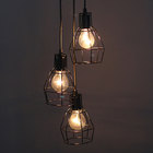 Lustre Com 3 Pendentes Aramado Nu -  Preto