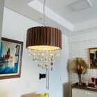 Lustre Com Cristais Ripado 40cm Amêndola