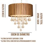Lustre Com Cristais Ripado 50cm Amêndola + Led