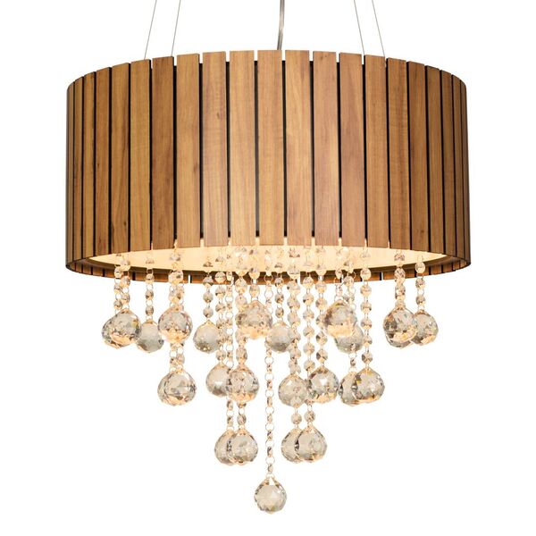 Lustre Com Cristais Ripado 50cm Amêndola + Led