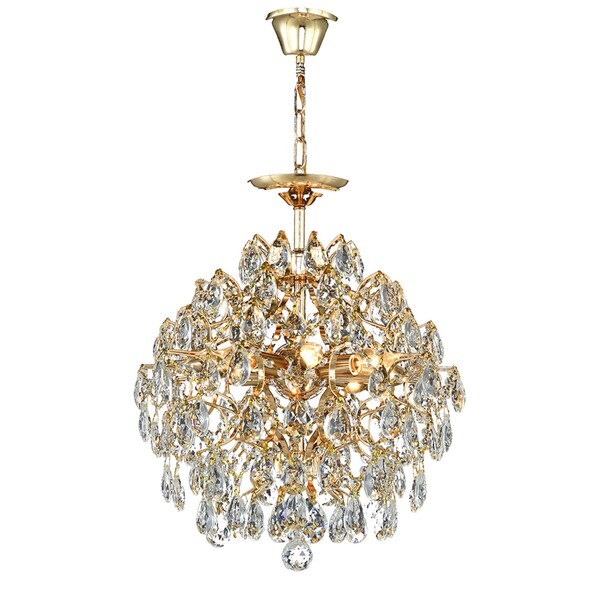 Lustre Oval Com LED Alumínio e Cristal Dourado LTB-001 Nitrolux