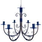 Lustre Corrente Luminária Ferro Teto Rústica 6 Bocais Verniz