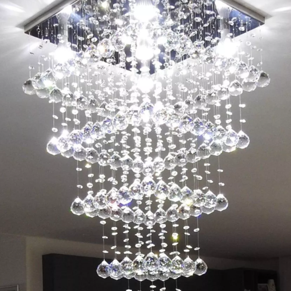 Lustre Cristal Para Mesa De Jantar/estar Base Inox 45x45cm 50