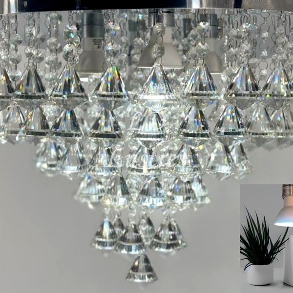 Lustre Cristal Teto Design Sofisticado Lâmpadas Inclusas Bivo