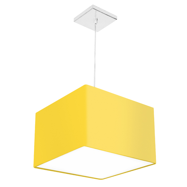 Lustre Cupula Pendente Dome Quadrado 30x20cm Amarelo