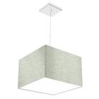 Lustre Cupula Pendente Dome Quadrado 30x20cm Linho Claro