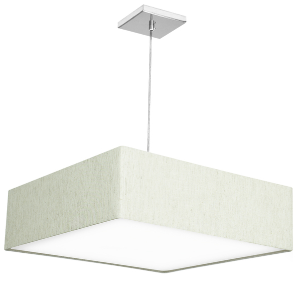 Lustre Cupula Pendente Dome Quadrado 50x15cm Linho Claro