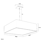 Lustre Cupula Pendente Dome Quadrado 50x15cm Linho Claro