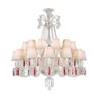 Lustre De Cristal 24 Braços Cúpula De Seda Branco Baccarat Bl