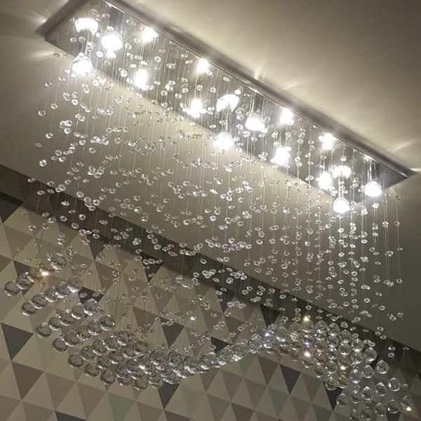 Lustre De Cristal   Para Escritório/ Recepção De 1,30 Metros