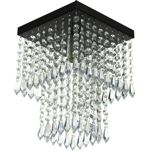 Lustre De Cristal Acrilico Marrycrilic Preto Belissimo!