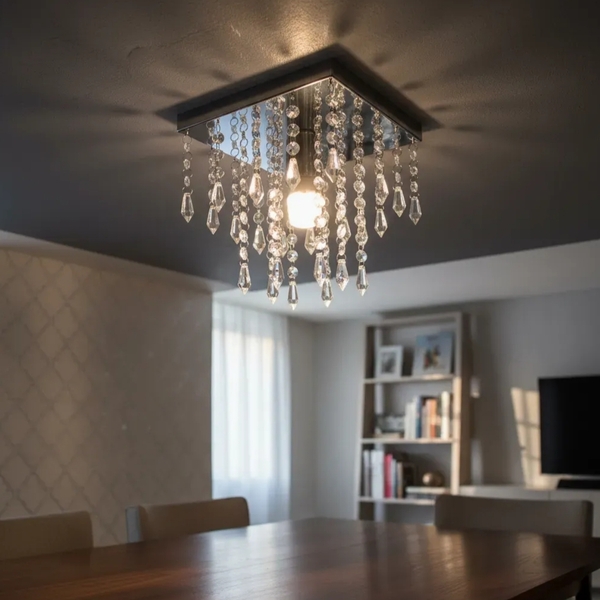 Lustre De Cristal Acrílico Pirulitos Base Inox 20x20 E 20 Cm