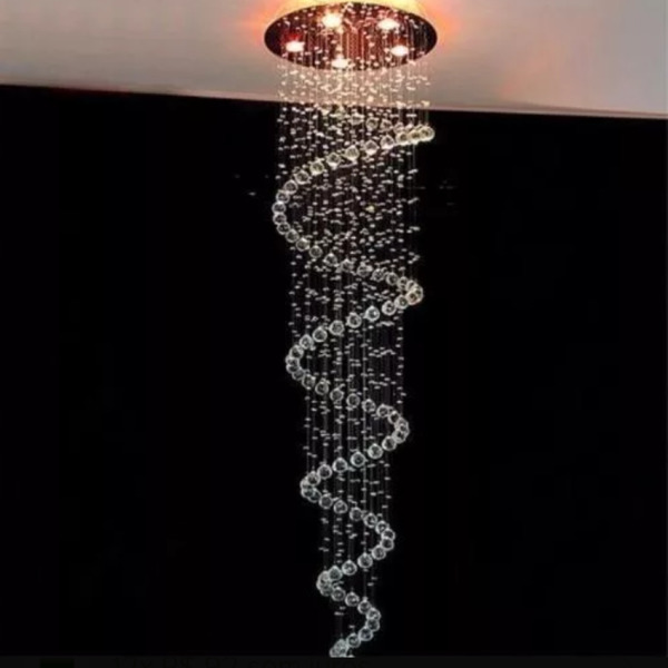 Lustre De Cristal Espiral Com 2,10 Metros De Altura,base De I