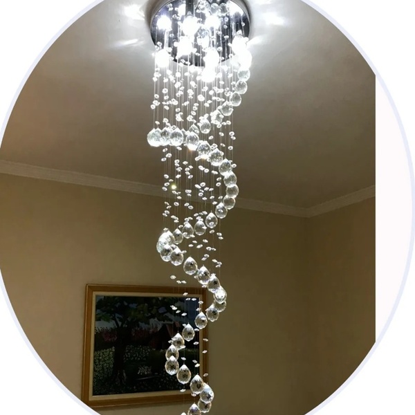 Lustre De Cristal Espiral Para Sala De Estar/ Jantar Com 1,40