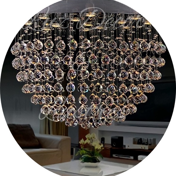 Lustre De Cristal K9 Meia Lua Para Sala De Estar 30cm Bivolt