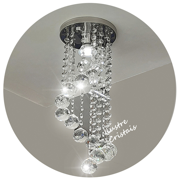 Lustre De Cristal K9 Redondo 30 Cm De Altura Ilustre Cristais