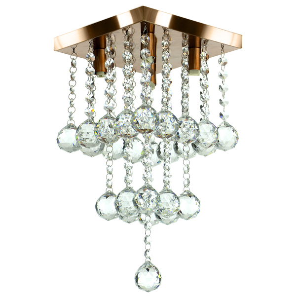Lustre De Cristal Legitimo Classic Square Long 20 Cobre