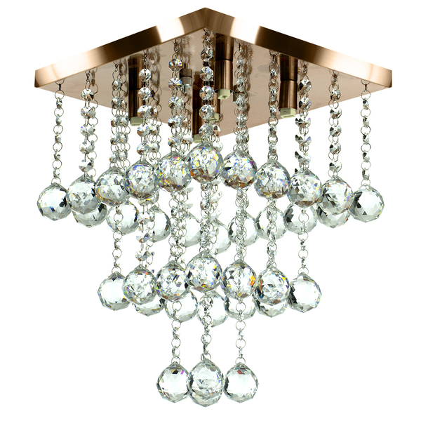Lustre De Cristal Legitimo Classic Square Long 30 Cobre