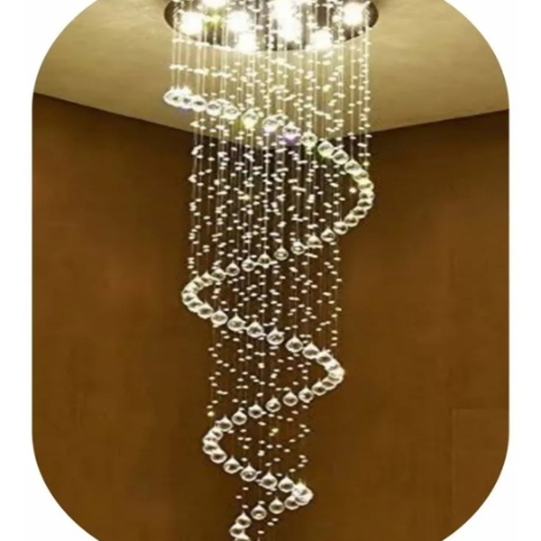 Lustre De Cristal Legítimo Espiral Com 1,40 Metros De Altura
