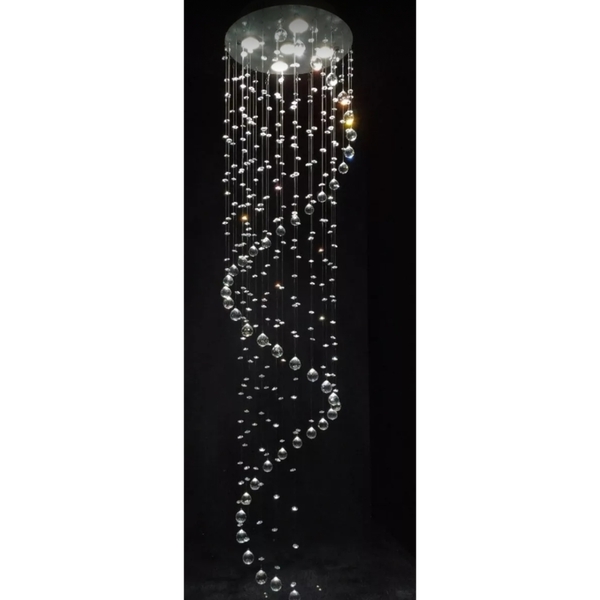 Lustre De Cristal Legítimo K9 Espiral Com 2,20 Metros De Altu