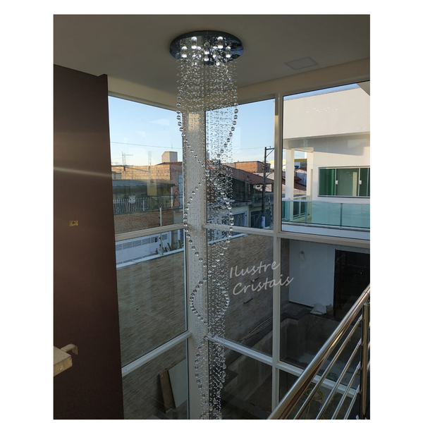 Lustre De Cristal Legítimo K9 Espiral Duplo Redondo 2,5 Mts