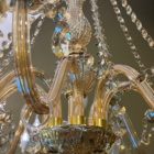 Lustre De Cristal Luminária Luxuoso Ambar Com 8 Braços