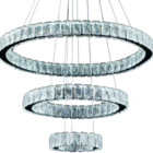 Lustre De Cristal Luxuoso Saturno 3 Anéis 60cm Led 3 Cores 90