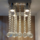 Lustre De Cristal Modelo Reta Base De Inox Espelhada Com 30cm