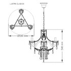 Lustre De Cristal Para 3 Lâmpadas E14 Glam Taschibra Conhaque