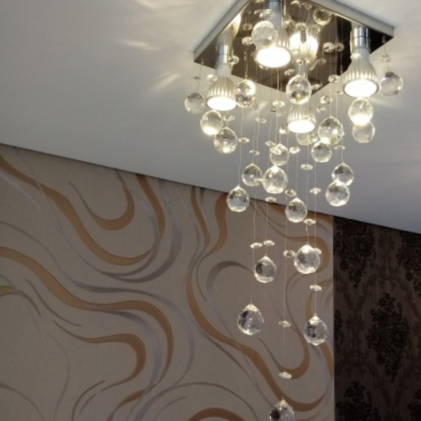 Lustre De Cristal Para Sala Com 70cm De Altura E Base De Inox